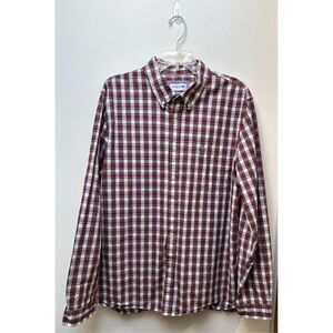 Lacoste men’s slim fit red plaid long sleeve button front shirt size XL #6-1516